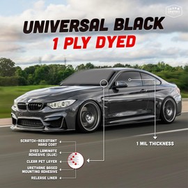 United Universal Black 1Ply Window Tint Film - 24" x100', 5% VLT Dyed PET Film, Deep Black Shade, 99% UV Block, Privacy & Interior Protection Film for Car, Truck, SUV, Home – Heat & Glare Control