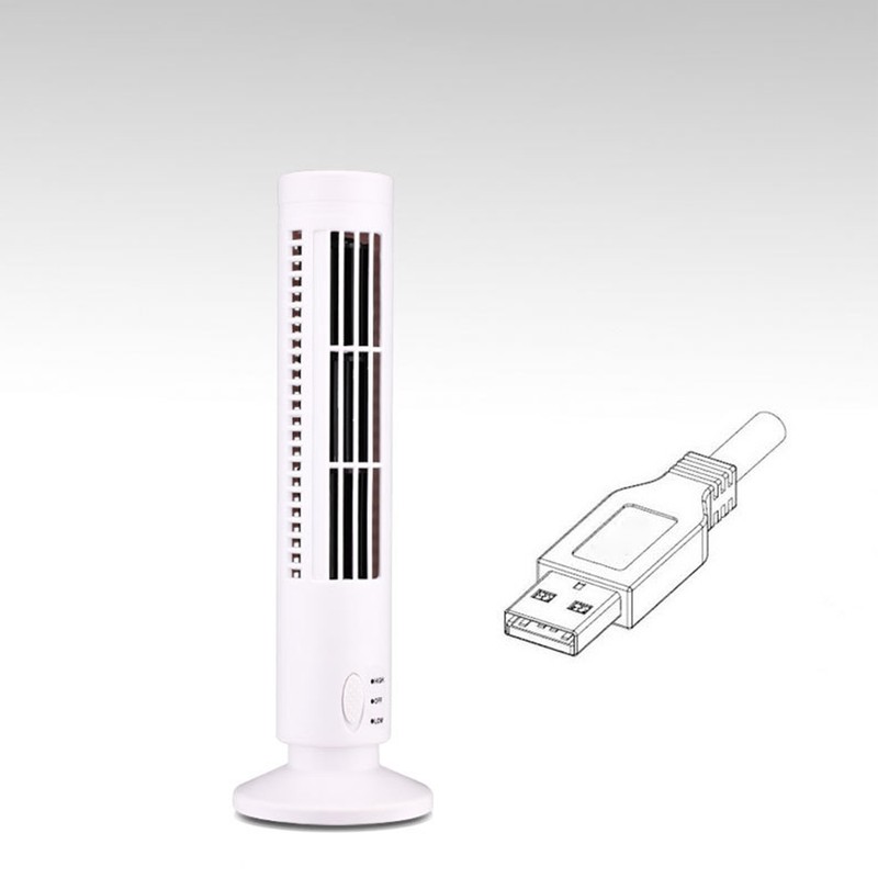 Mini USB Bladeless Tower Fan 2 Wind Speeds and Modes