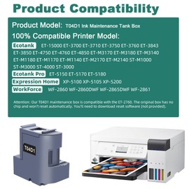 T04D1 Ink Maintenance Box Replacement for Epson ET-15000 ET-4750 ET-4850 ET-3760 ET-4760 ET-3850 ET-3750 ET-3710 ET-3830 WF-2860 Printer(T04D100/ EWMB1/ E-04D1 Waste Ink Tank)