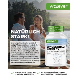 Lungwort - 180 Capsules - High Dose Lungwort Breath Complex with Eucalyptus, NAC, Peppermint, Thyme, Sage, Ginger Extract - Vegan