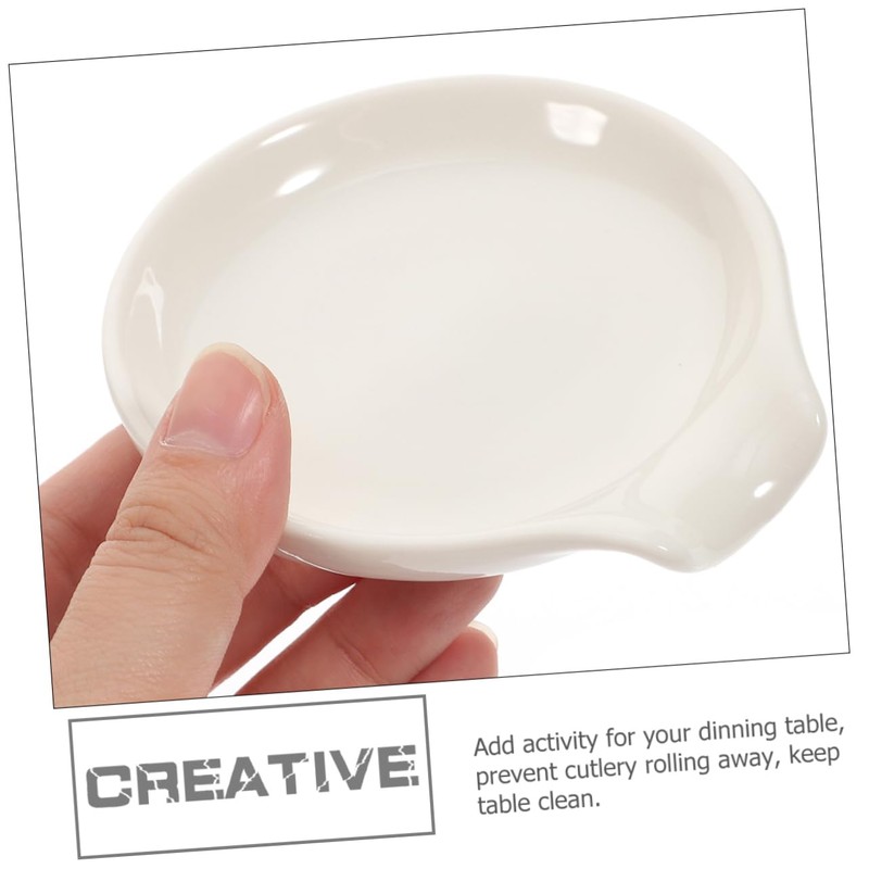 Ciieeo 2Pcs Elegant Ceramic Spoon Rest Compact Spoon Tray for