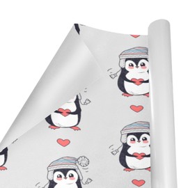 OTVEE Funny Penguins Design Birthday Wrapping Paper Roll, Mini Roll Gift Wrap Perfect for Weddings, Brides, Holidays, Baby Showers - 58 x 22.8 inches