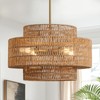 InterMaka 4-Light Boho Rattan Chandelier Light Fixture, 17.7” Hand Woven