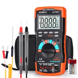 AIOMEST AN-770T Digital Multimeter Auto-Ranging 6000 Counts Multimeter, Voltage/Current/Resistance Meter, Measures Capacitor Temperature and Diode, TRMS DMM with Data Hold, NCV and Backlight