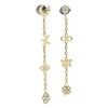 Hanging Fossil Stud Earrings with Symbols Stainless Steel IP Gold,