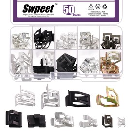 Swpeet 50 pieces, 10 sizes, 7.9 mm, 10 mm, 11 mm, 13.1 mm, 14.1 mm, 15.3 mm, 15.8 mm, 16 mm, 17.3 mm, 18.2 mm, metal trim spring clip, car U-clip trim clip kit, compatible with cars