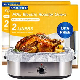 SMARTAKE Foil Electric Roaster Liners, 4-Count Disposable Turkey Oven Cooking Bags, Fits 16, 18, 22 Quart Roaster Pan, Instant Cleanup for Thanksgiving Christmas, 16 x 34 Inch