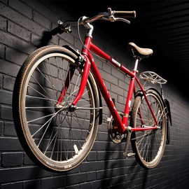 Maclean Set of 2 Wall Mounts for Tyres, Wheels, Ladders & Bikes Steel Construction with Rubber Coating Up to 22 kg Load Capacity Space-Saving Storage (Height 14 cm, Length 11.5 cm)