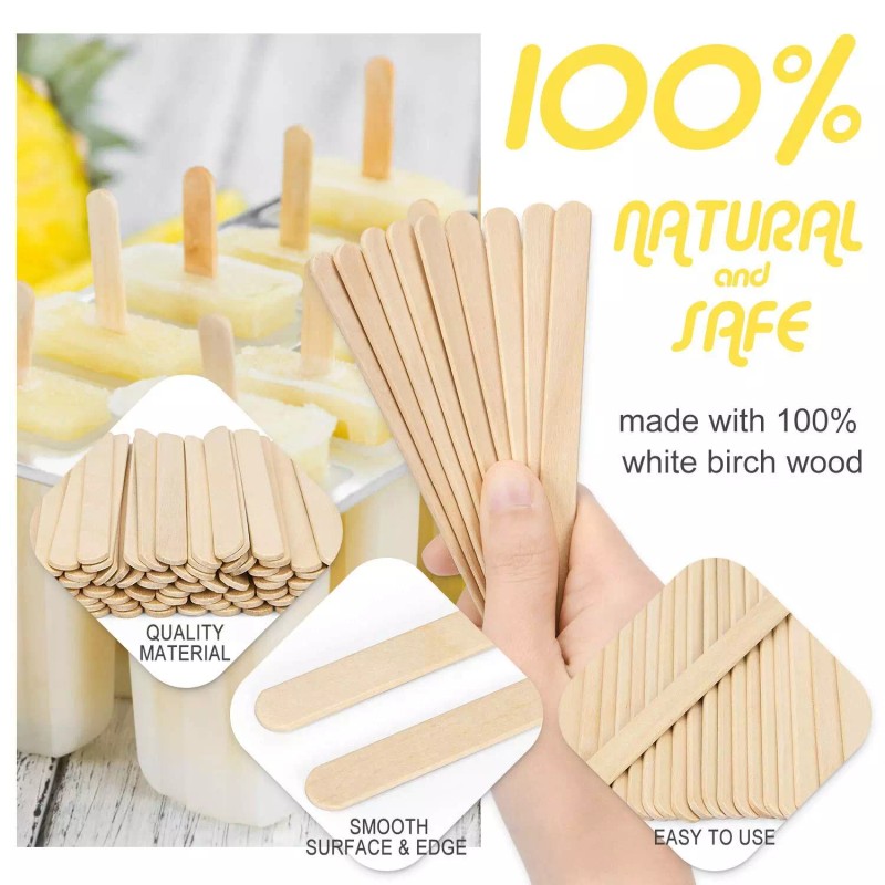 Magicfly 1000pcs Popsicle Sticks, Natural Wooden Food Grade Craft Sticks