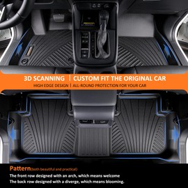 Binmotor-Floor Mats & Cargo Liner for Nissan Rogue 2025 2024 2023 2022 2021 (NOT for Rogue Sport)，1st & 2nd Row Full Set, Heavy Duty Car Floor Liners-Black Rogue Accessories