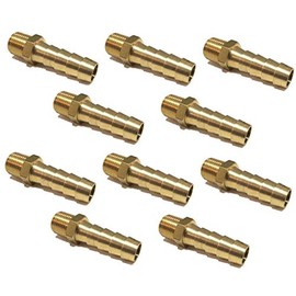 EDGE INDUSTRIAL 5/16" Hose ID to 1/8" Male NPT MNPT Straight Brass Fitting Fuel/AIR/Water/Oil/Gas/WOG (Qty 10)