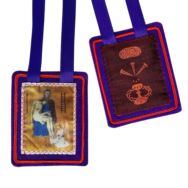 Scapulars Catholic,Purple Scapular of Benediction and Protection, Scapular of Marie Julie Jahenny, Escapularios Catolicos, Handmade Scapulars Catholic Necklace Gift for Women and Man Church Religious Decor