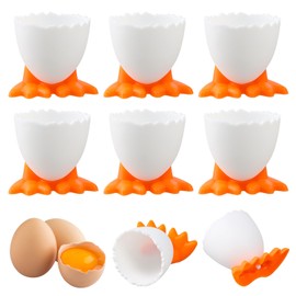 Rieoany Pack of 6 Plastic Egg Cups, Cute Egg Dispenser, Funny Egg Holder, Breakfast Egg Holder Set for Kitchen, Camping