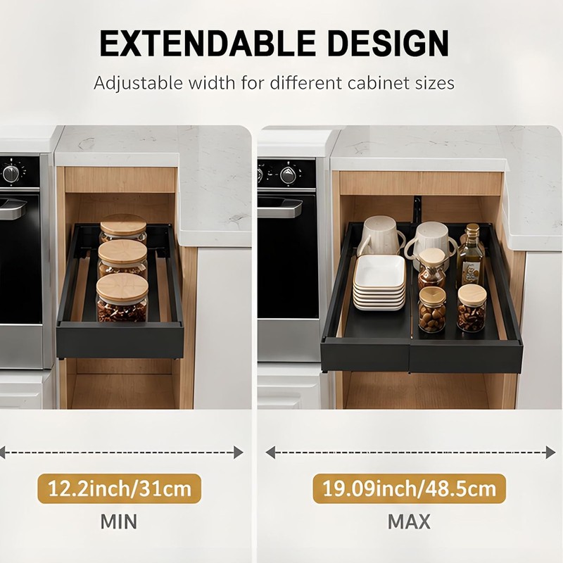 Organizador extraíble para gabinete, gris