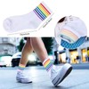 Risipu 3 Pairs Rainbow Striped Ankle High Socks Men Women