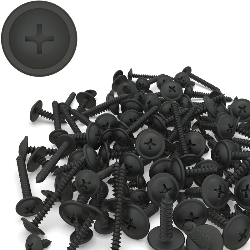 Phillips Flat Head Self-Tapping Screws with Disc, Black, Galvanised