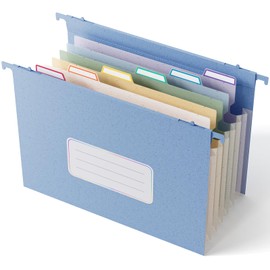 Wheat Straw Expanding Hanging File Folders, File Organizer, 1.2" Accordion Pockets, Large Capacity, Letter Size for Filing Cabinet, 100% BPA Free, Return to Nature, Healthy Living-UN Blue