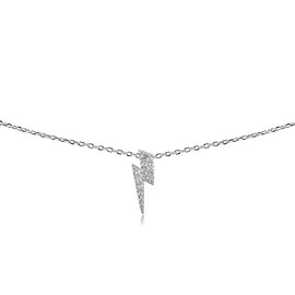 Jewelry Necklaces, Bracelets, Chains and more - Sterling Silver Cubic Zirconia Lightning Bolt Dainty Choker Necklace - XFBX1429