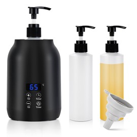 Massage Oil Warmer with 2 Bottles & Timer – Professional Lotion Warmer Heater 30°C–65°C, 360° Surround Fast Heating, Adjustable Temperature, Quiet Compact Spa Oil Heater for Salon Home, Spa