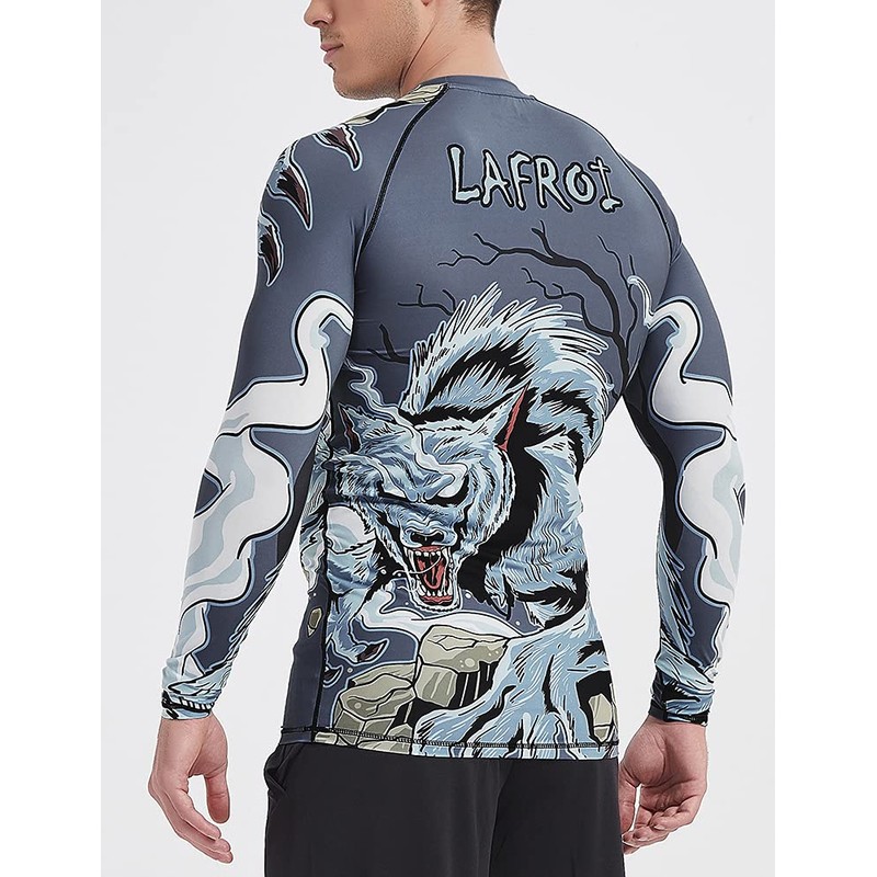 LAFROI Men's Long-Sleeved UPF 50+ Compression Shirt Rash Guard CLY08C,