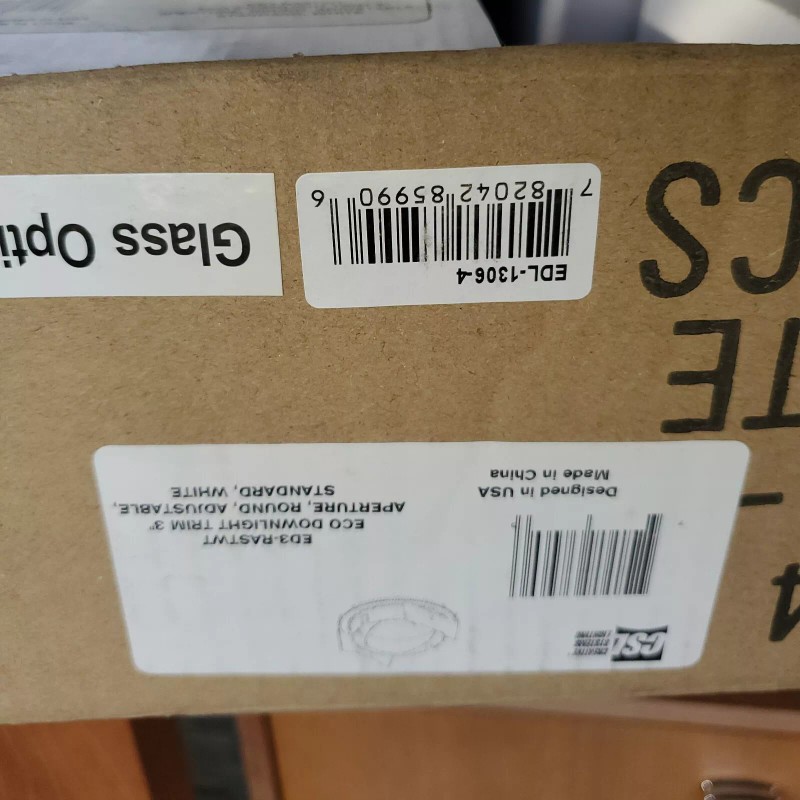 CSL ED3-RASTWT 3" Eco-Downlight ROUND Adjustable Baffle Trim NIB NEW