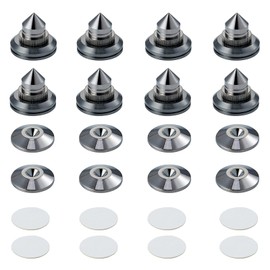 Pailvens Insulator 8 Speakers, Adjustable Height Speaker Stand, Metal Spike Stand with 16 Double Sided Tapes, Improves Audio Sound Quality, Anti-Vibration, Black