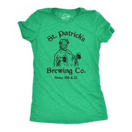 Womens Funny T Shirts St Patricks Brewing Co Novelty Drinking Tee for Ladies Funny T Shirts Saint Patrick's Day Tops for Women Cool Drinking T Shirt Green - M