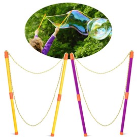 2 Pairs of Bubble Sticks, Giant Soap Bubbles for Children Adults, Giant Bubble Maker Toy, Bubble Wall, Telescopic Design, Easy to Carry, for Summer Parties, Outdoor