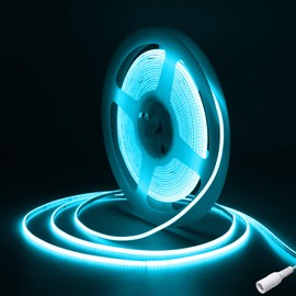 Fosingut Ice Blue COB LED Strip 5m/16.4ft,12V 2.7 mm LED Tape Light for Bedroom,480LED/m CRI90+ Flexible Under Cabinet Kitchen Light for TV,Game Room,Wardrobe,Home DIY Lighting(Only COB Strip Light)