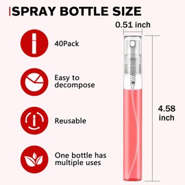 Csdtylh Mini Spray Bottle 10ml, Refillable Glass Spray Bottle, Glass Bottle Atomizer, Perfume Mouthwash Atomizer for Cleaning Refillable Container for Travel, Essential Oils, Perfume 40 Pcs, 10ml