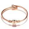 OutstandLong Women Initial P Letter Rose Gold Cuff Bracelet for