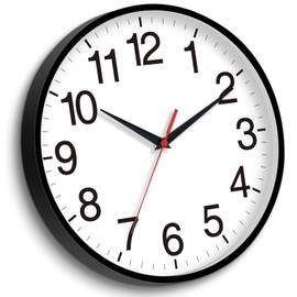 Rohioue 16 Inch Wall Clock, Modern Battery Operated Wall Clocks, Silent Non Ticking Large Analog Clock for Living Room, Office, Home, Bedroom, Kitchen, Bathroom(Black)