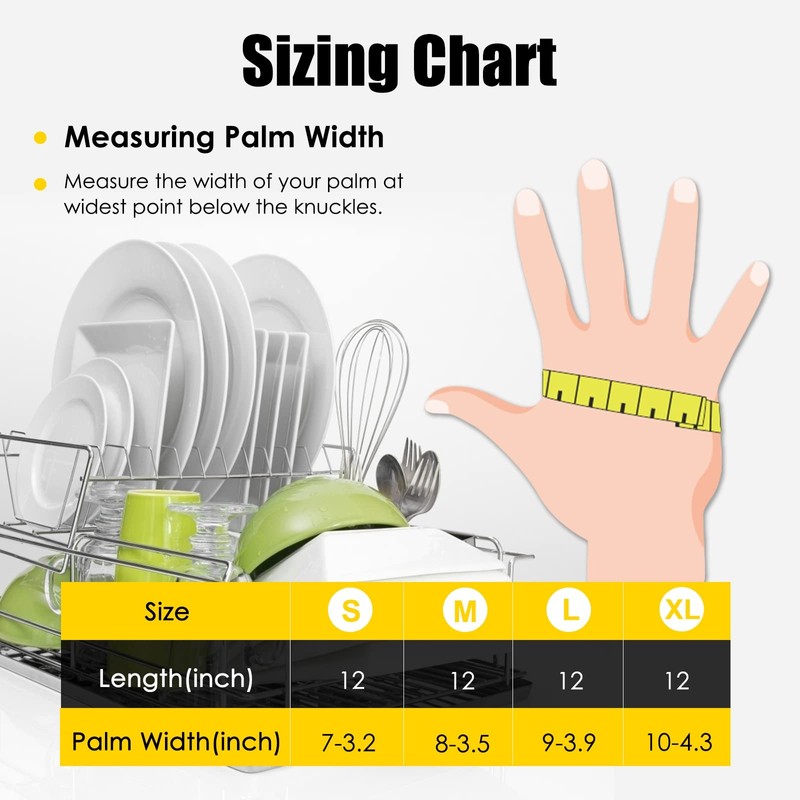 IUCGE Rubber cleaning gloves yellow 6 Pairs for Household,Reuseable dishwashing