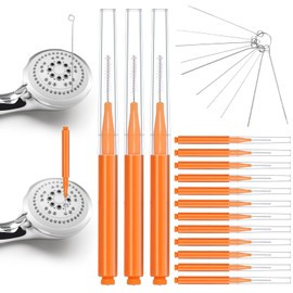 30 PCS Shower Head Cleaning Brush Tools, Multi-Size Shower Head Cleaning Brushes Picks to Tackle Stubborn Mineral Buildups Anti Clogging Cleaner Brushes for Small Hole Gap Nozzle Jewelry, Orange