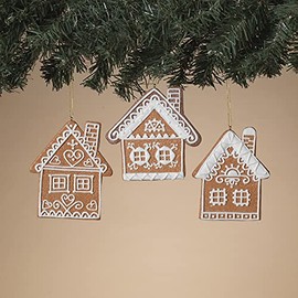 4.5" Set of 3 Clay Dough Gingerbread House Christmas Ornament 2597210