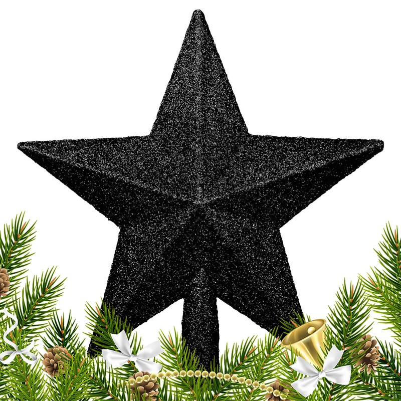 SULOLI 19cm Star Christmas Tree Plastic Star with Sequins Topper