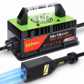 Lztsuply 36V 18Amp Golf Cart Battery Charger, Fully Sealed Charger with Cover Plate IP67 Waterproof Smart Trickle Chargers for 36 Volt Lead-Acid Batteries (D-Shaped Plug for EZGO TXT)