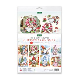 Katy Sue Die Cut Decoupage – Christmas Gnomes Pack of 12, Makes 24 Christmas Card Toppers, Festive Gnome Designs, Die Cut Card Making Kit, Illustrations by Teresa Goodridge