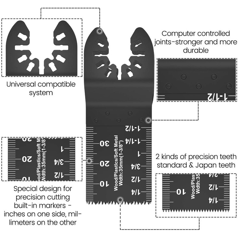 31 Pack Oscillating Saw Blades, High Carbon Steel Mix Oscillating