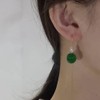 Green Pendant Threader Drop Dangle Earrings, Green Glass Teardrop Earrings