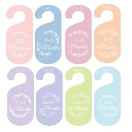 8 Pack Baby Closet Dividers Watercolor Plants Clothing Organizer Double-Sided Colorful Hanger for Newborn to 24 Months (Simple)