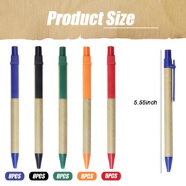 MFCGHXR Kraft Paper Ballpoint Pen, Black Ink, Gripped Slimster Retractable Ballpoint Pen, 40 Pieces Kraft Paper Ballpoint Pens, Wooden Ballpoint Pens, Reusable Ballpoint Pen Set