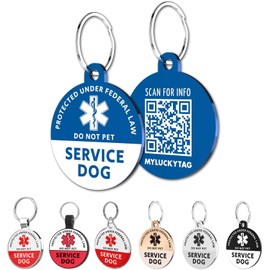 MYLUCKYTAG Service Dog Tag, QR Code Stainless steel Pet ID Tag Dog Tag, Online Pet Profile, Pet Location Alert Email, Digital Pet Tag, Durable Pet ID, Dog Collar Tag, Engraved Pet Tag