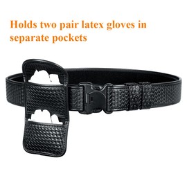 TAFTACFR Double Glove Pouch Police Firefighter EMS EMT Paramedic Medical Disposable Gloves Holder for 2 and 2.25" Duty Belt (Basketweave Artificial Leather)
