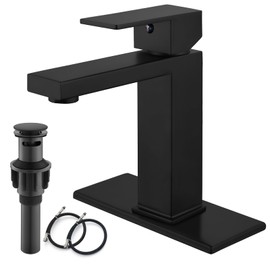 gotonovo Matte Black Bathroom Sink Faucet for Sink 1 Hole Deck Mount 304 Stainless Steel Bowl Basin One Hole 1 Handle Spout Mixer Tap with Pop Up Drain