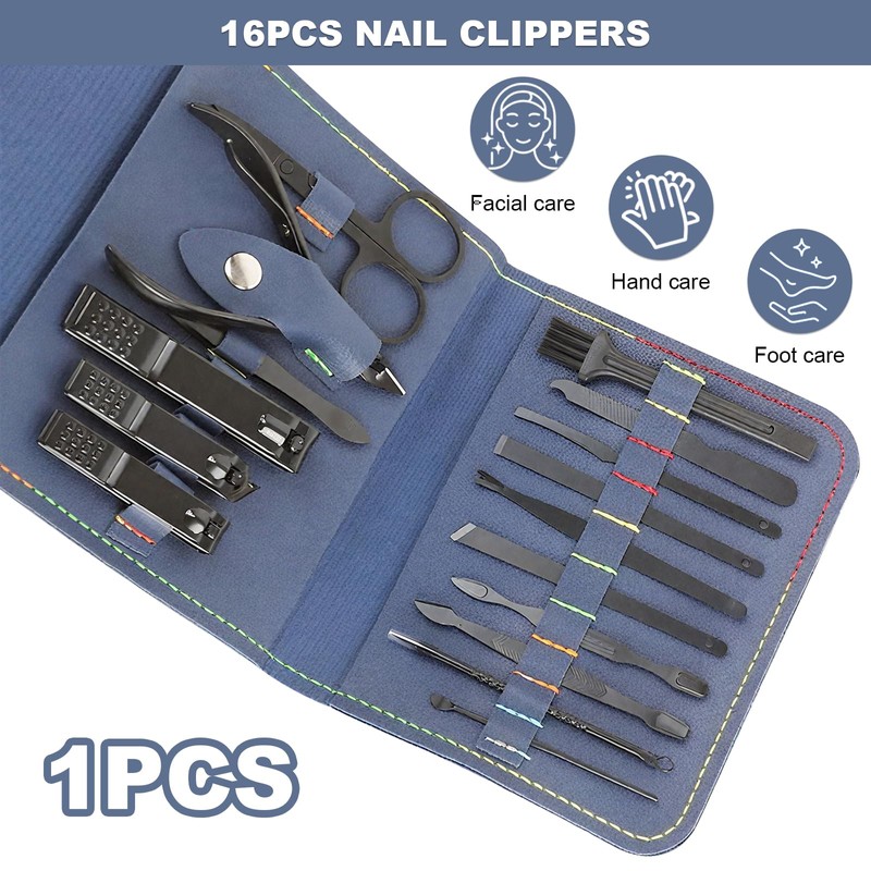 Zangzhixiong Professional Nail Care Kit, 16-Piece Manicure and Pedicure Set