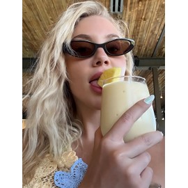 YMRFW Retro Oval Cat Eye Sunglasses for Women Trendy Narrow Small Oval Sun Glasses 90s Vintage Shades