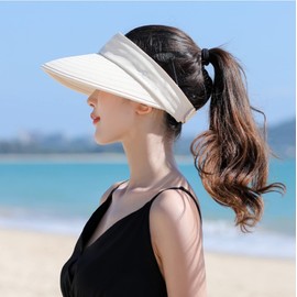 CHIC DIARY Sun Hat Women's Sun Protection Visor Cap with Large Brim Summer Cap Sun Hat Removable Hat for Outdoor Golf, apricot color