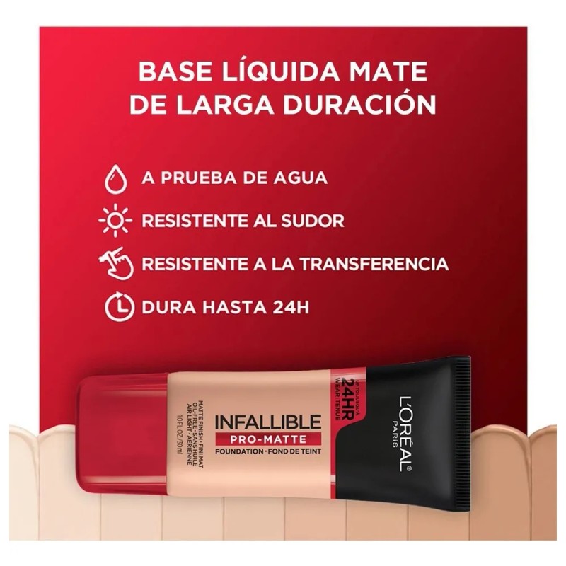 Base de maquillaje líquida L'Oréal Paris Infallible Pro-Matte 24 hrs
