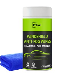 POLIXEL Car Windshield Anti-Fog Wipes - Quick Car Defogger for windscreen, Windows, Helmets, Mirrors, Goggles Portable Fogging Cleaner Prevents Fogging with Defogging Cleaning Cloth -40 Wipes